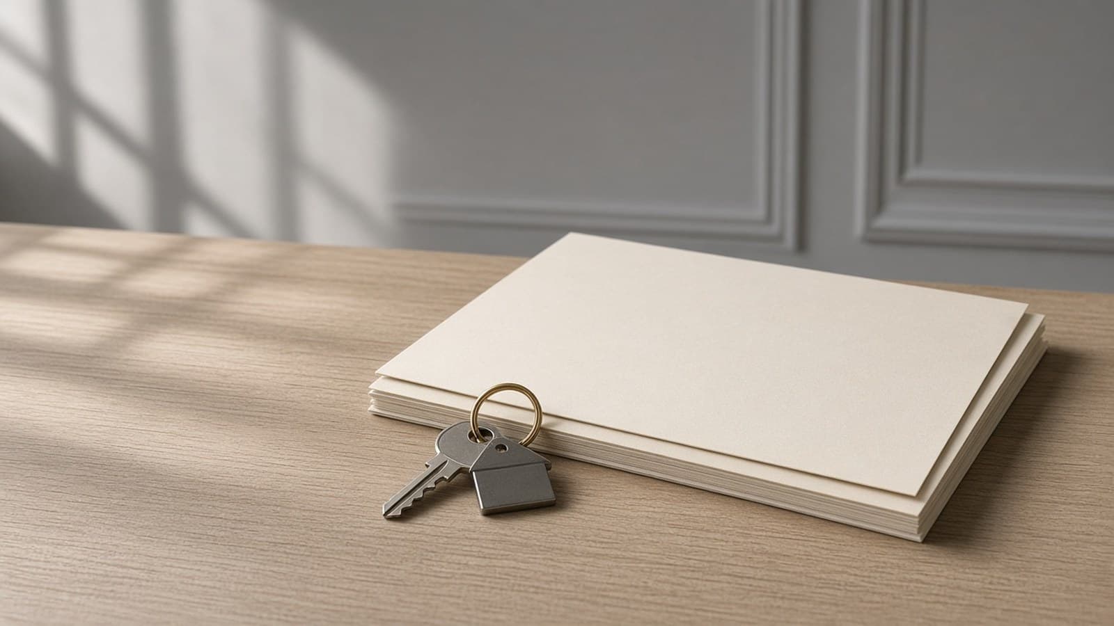Apartment keys and a document folder