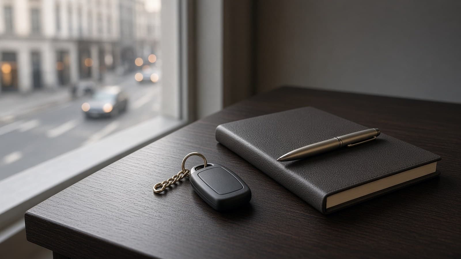 Car keys and documents on a desk